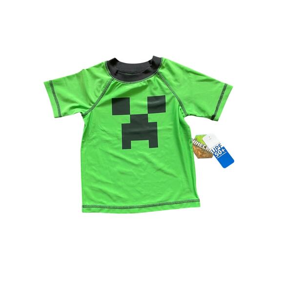 MINECRAFT, BOYS SWIM SHIRT, SIZE 4, GREEN, GRAPHICS - Picture 1 of 3